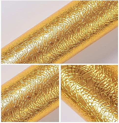 Miniatura 20 de Papel tapiz dorado para despegar y pegar, textura de papel adhesivo dorado autoadhesivo para pared, papel de contacto extraíble, papel de aluminio a