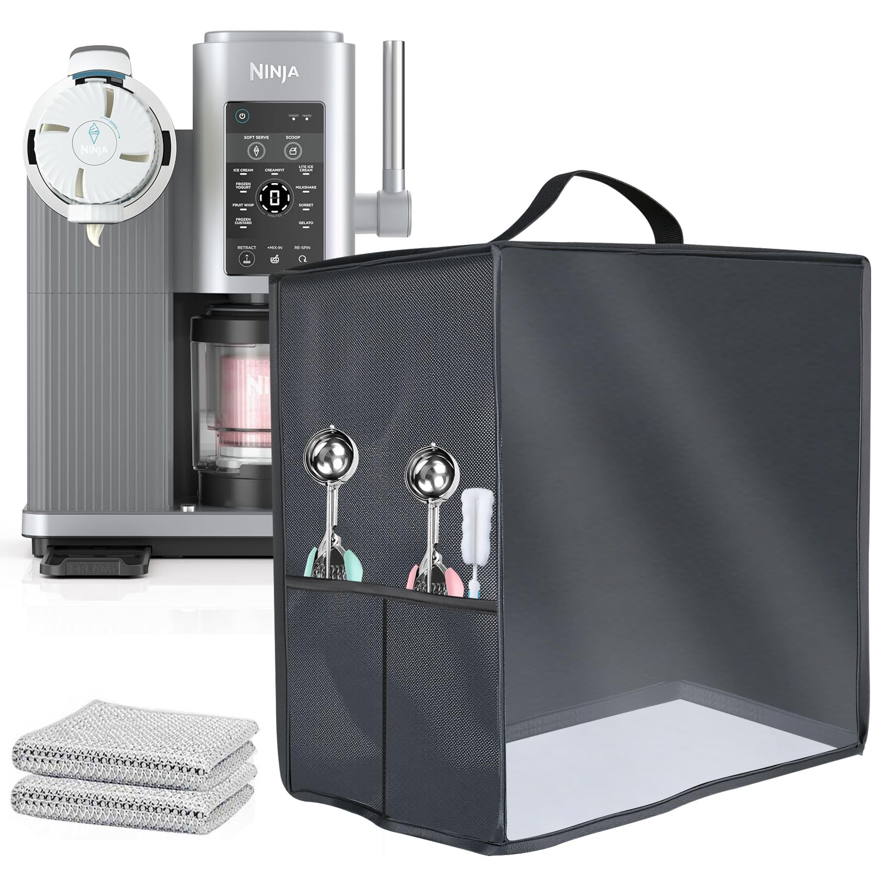 𝟮𝟬𝟮5𝗡𝗲𝘄 Ice Cream Maker Dust Cover, Ice Cream Maker Dust Visible Protector with Visible Window and Pocket Protectors for Ninja Ice Cream Maker (Nc701)