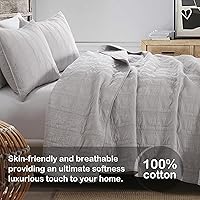 Vista 120 de HORIMOTE HOME Juego de edredón 100% algodón tamaño individual, juego de colcha prelavada de 2 piezas, color azul bebé, funda de cama acogedora