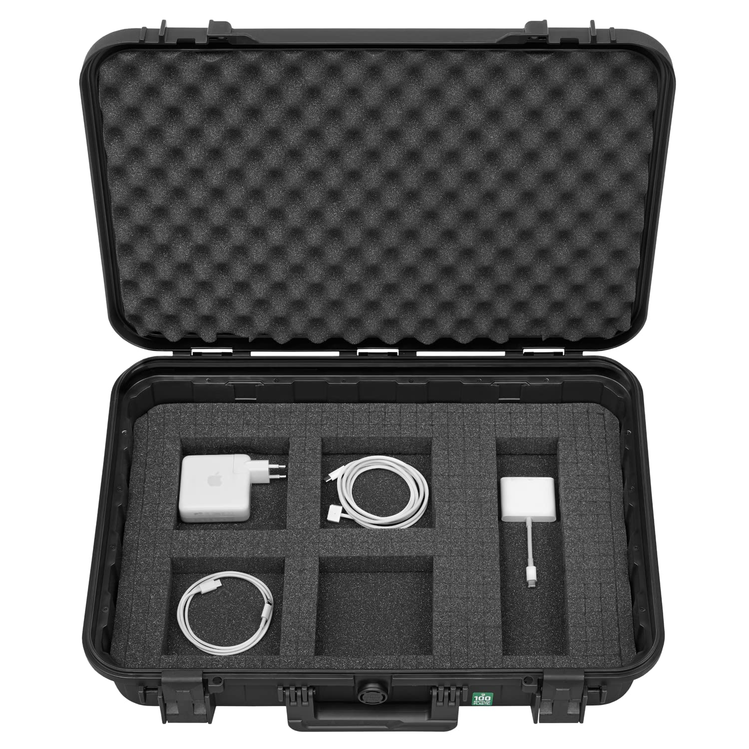TOMcase Maleta para Tablet, Notebook/portátil y Accesorios; Funda Protectora Eco Impermeable con Rejilla/Espuma cúbica para 16" a 18", Maleta para Exteriores Made in Germany (L)