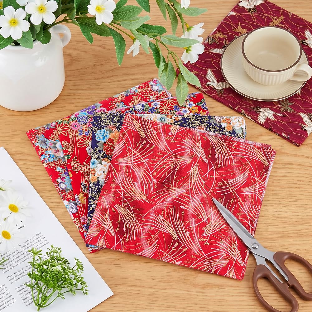 MAYJOYDIY 5 Stile 50cm Japanische Baumwollstoff Quiltquadrate Blätter Vorgeschnitten Multi Design Gedruckte Patchwork für Nähen Kleidung Kissen Handwerk, Wellen Blumenmuster/Gemischtes Blumenmuster
