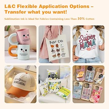 Sublimation Ink for Epson ET2400 ET2710 ET2700 ET2720 ET2760 ET2750 ET4800 ET2800 ET2803 ET2850 ET2756 ET3700 ET15000 Inkjet Printers for Heat Press Transfer on Mugs T-Shirts Phone Cases (5X100ML)