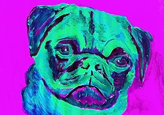 Pug Art Print, Colorful Pug Artwork, Pug Owner Gift, Pug Dog Art, Dog Wall Art Decor, Pug Wall Art hand signed pug home decor print by Oscar Jetson