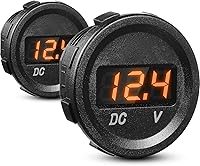 Vista 9 de BBTO 2 Piezas DC 12V Medidor de Voltaje para Auto con Pantalla LED, Voltímetro Digital Impermeable, Panel Redondo Compatible con Vehículo