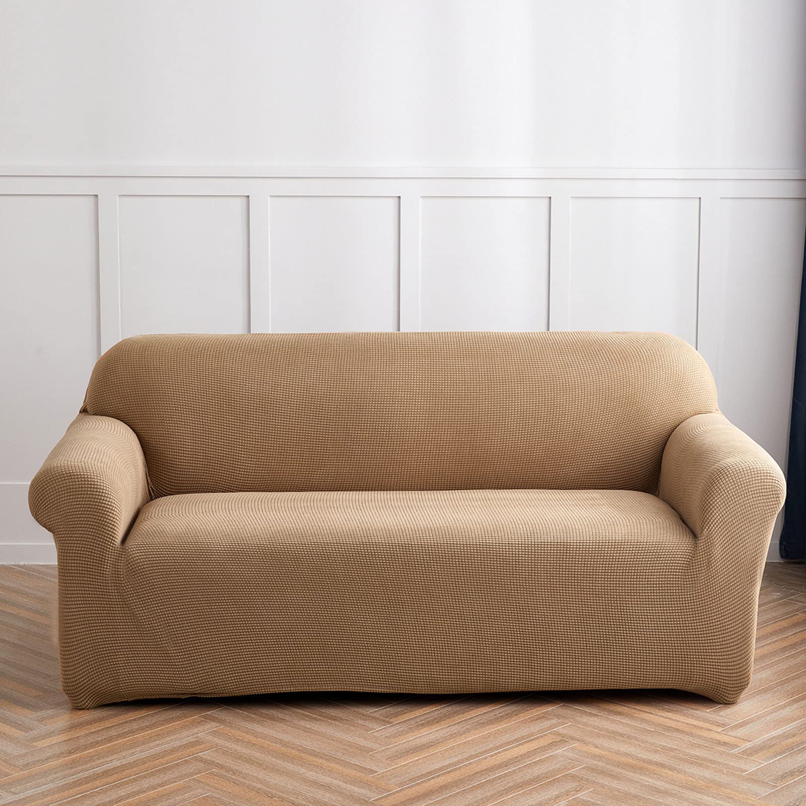Housse de canapé extensible lavable pour un salon chaleureux couleur marron