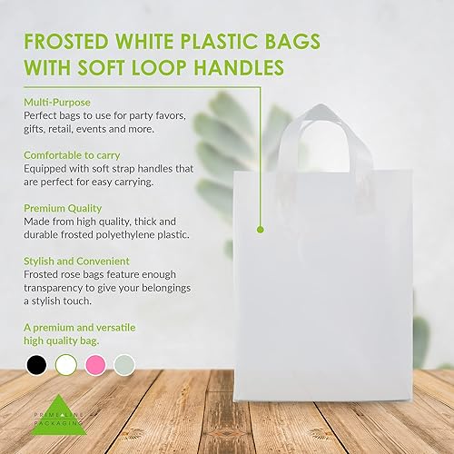 Miniatura 9 de Bolsas de compras para pequeñas empresas paquete de 200 bolsas de plástico blanco esmerilado transparente con asas para pequeñas empresas mercancía