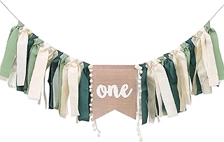 Fox Wild One Highchair Banner - highchair Banner 1st Birthday Boy,Wild Things Highchair Banner, Woodland Birthday, Safari Jungle Highchair Banner, high Chair Banner First Birthday Boy,one High Chair Banner Boy Party Decorations,1st Birthday Party Photo Props（green tan）