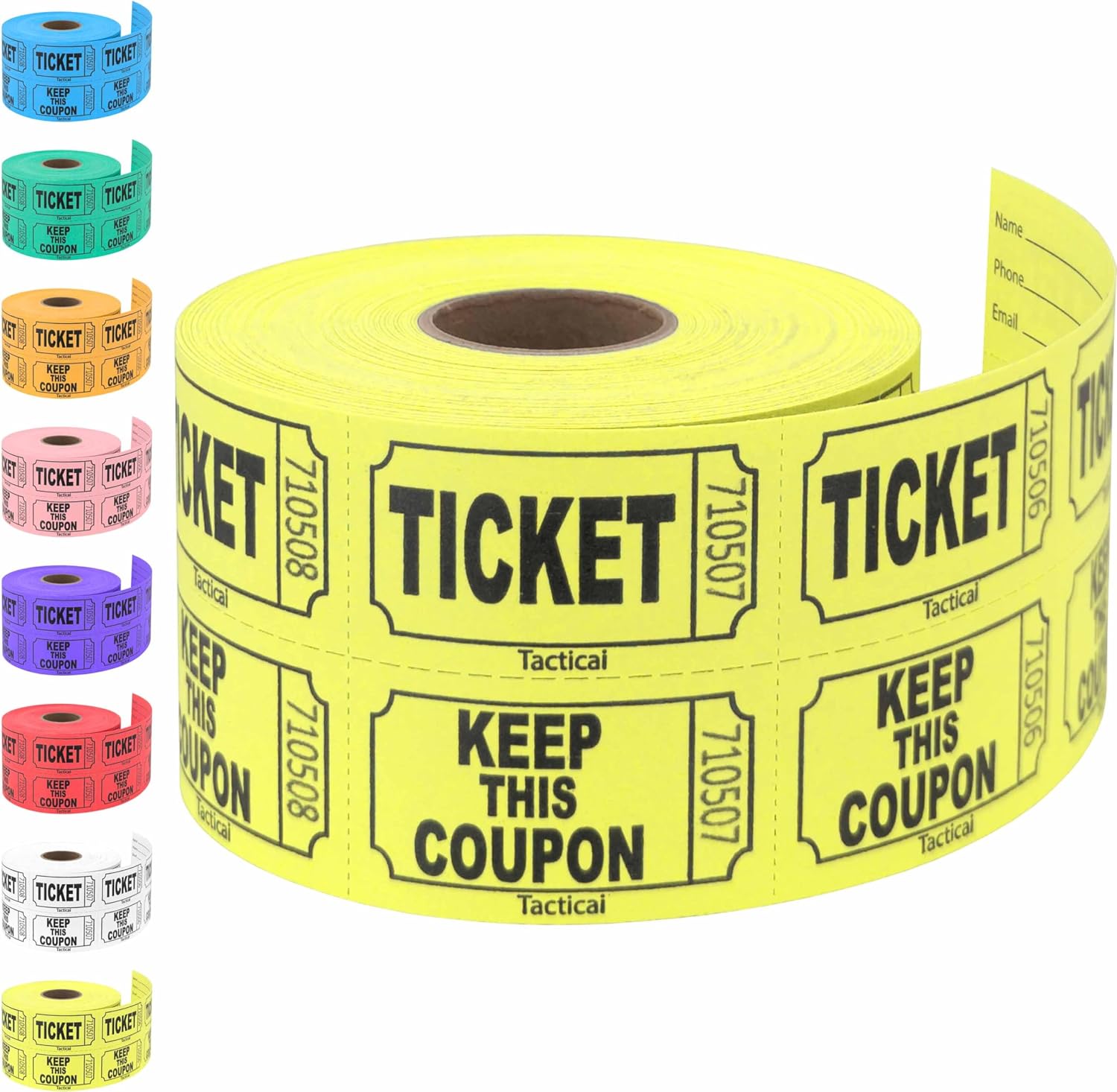Two Color Raffle Tickets Tacticai 500 Raffle Tickets, Yellow (1 of 8 Colors), Double Roll ...