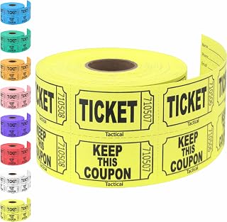 Tacticai 500 Raffle Tickets, Yellow (1 of 8 Colors), Double Roll, Ticket for Events, Entry, Class Reward, Fundraiser & Prizes