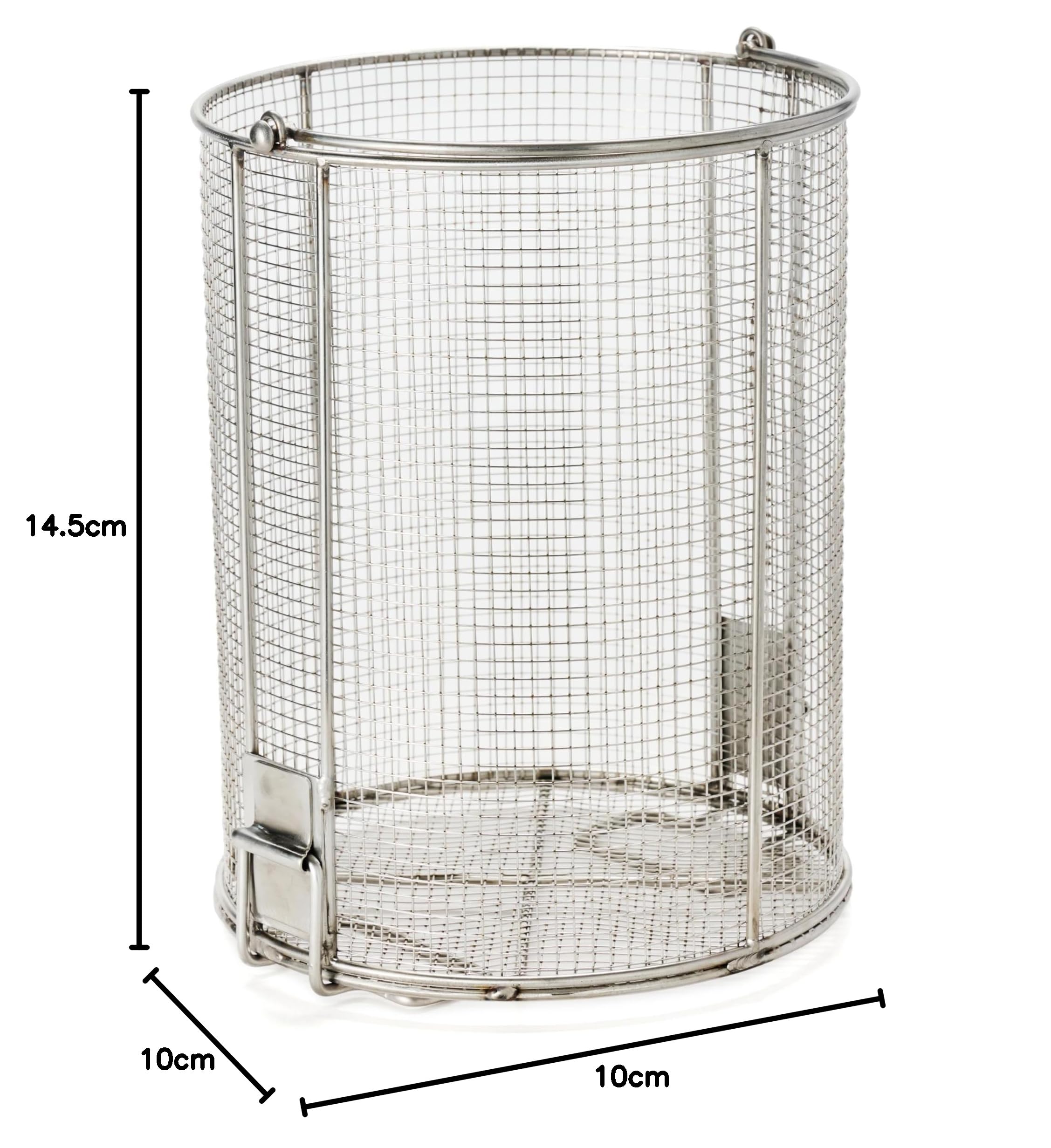 DND-095RND120-C04S-B 304SS - Cesta de Malla para inmersión y Drenaje, Mango de Bucle oscilante, se Adapta a Cubos de 5 galones (Cubo Incluido), 9-1/2 Pulgadas de diámetro x 12 Pulgadas