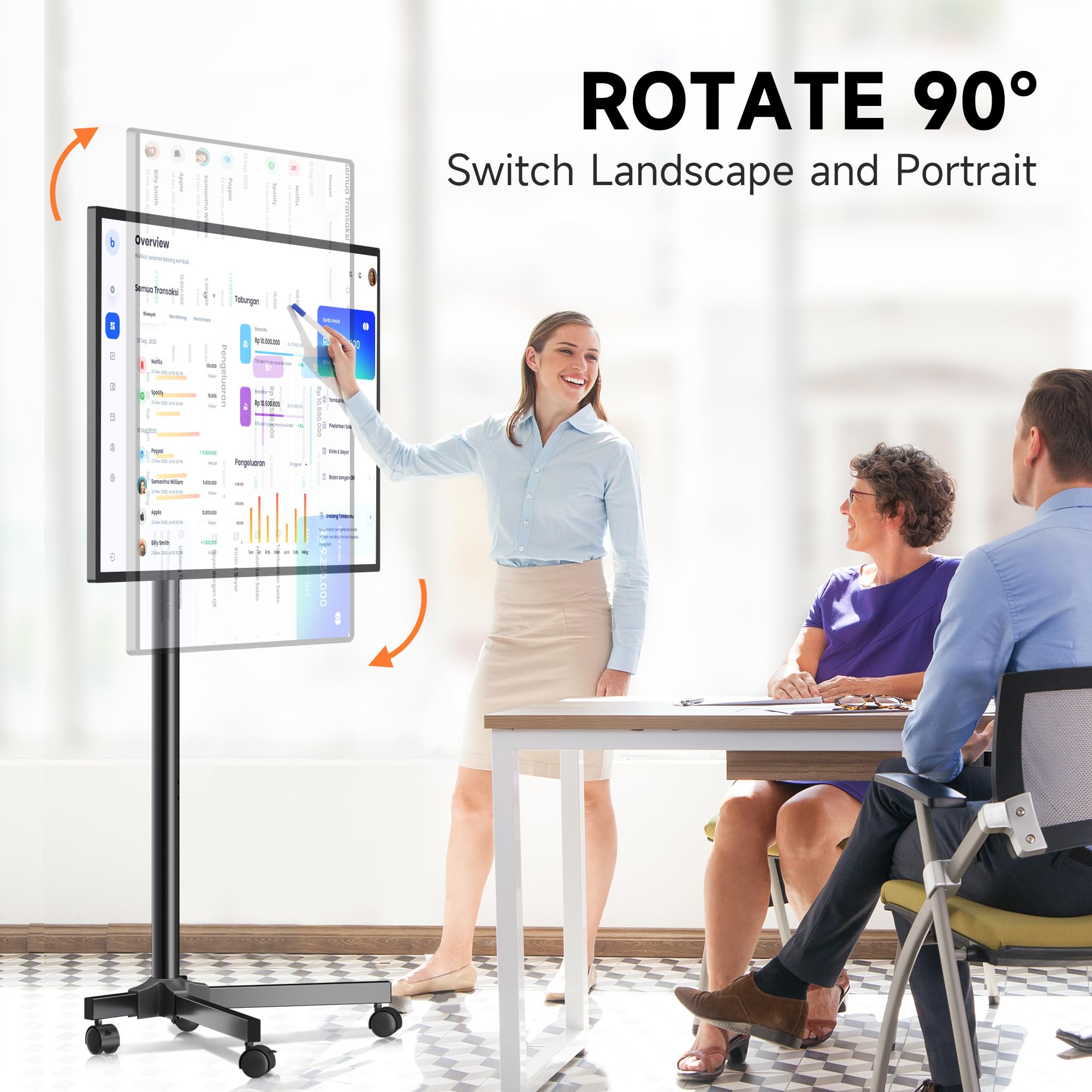 XINLEI Supporto TV Mobile su Ruote 13-50 Pollici, Altezza Regolabile, Inclinazione 30°, VESA Max 200x200 mm, ML1350