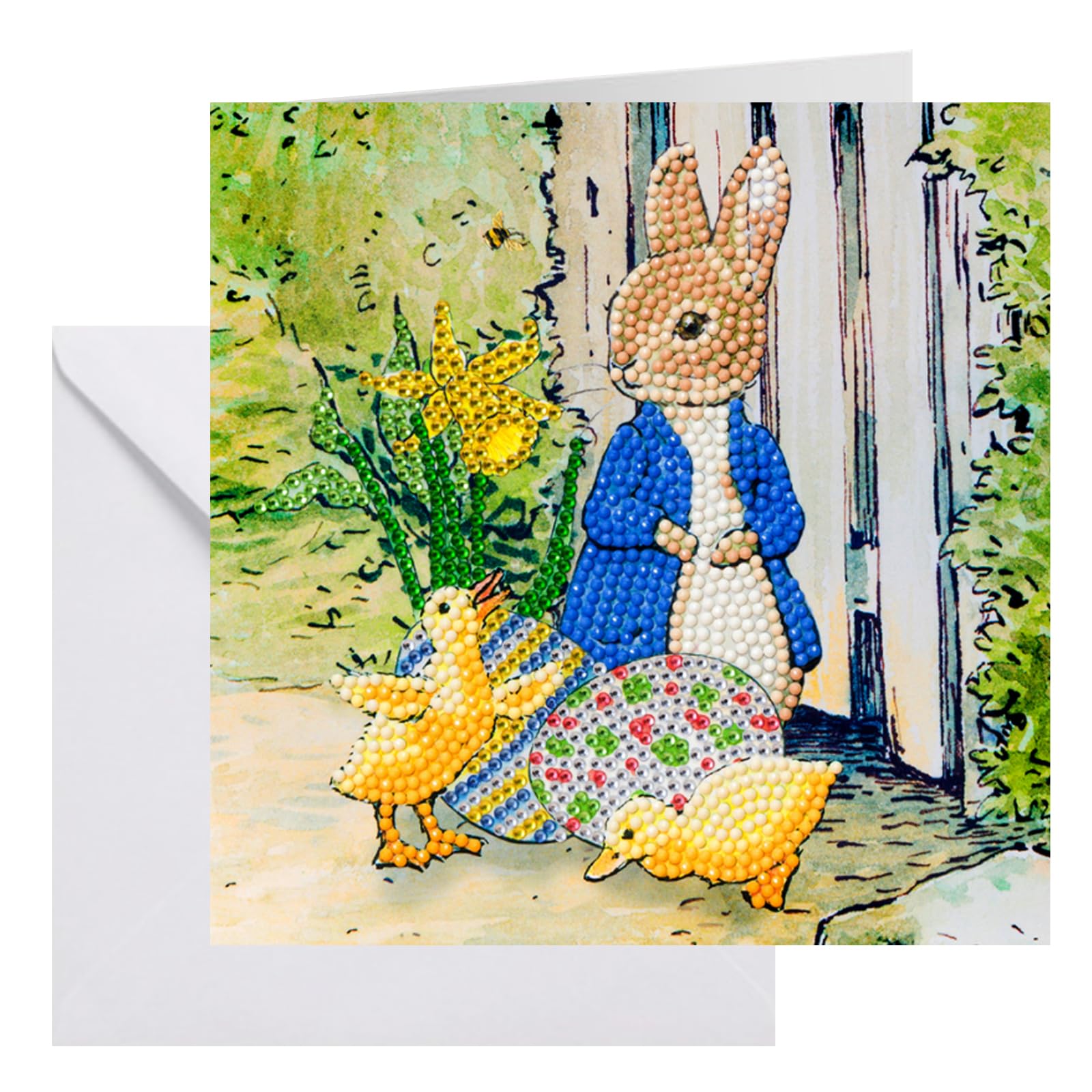 Crystal Art Card Kit - Peter Rabbit and Chicks - Create Your Own Crystal Card for Ages 8 and up