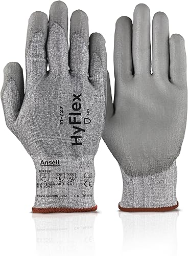 Miniatura 6 de Hyflex Ansell 11-727 - Guantes industriales ultraligeros resistentes a cortes con palma reforzada