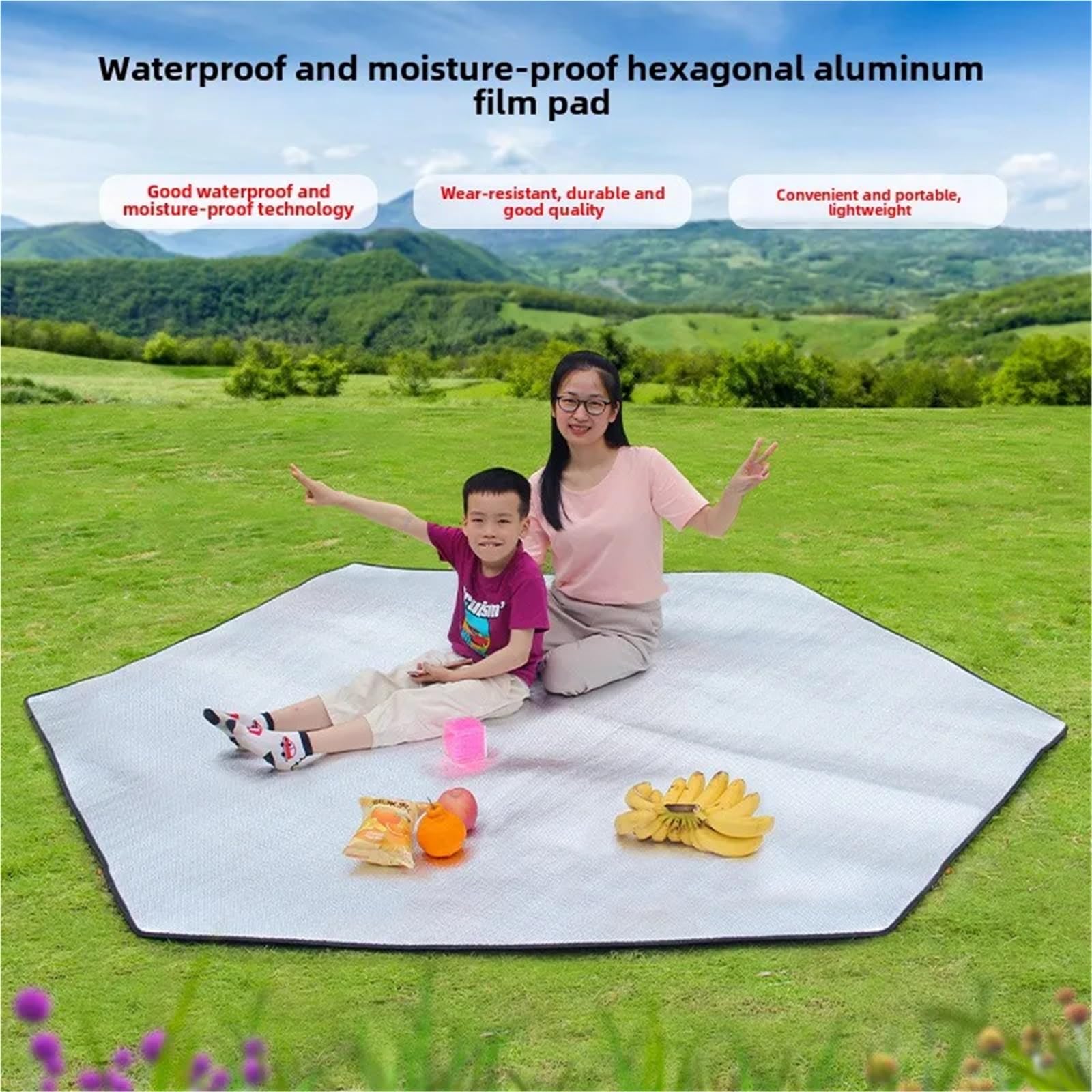 Esterilla de Aluminio para Tienda de campaña, Estera de Aluminio for Acampar: Aislamiento Grueso Hexagonal Doble Cara, Varios tamaños