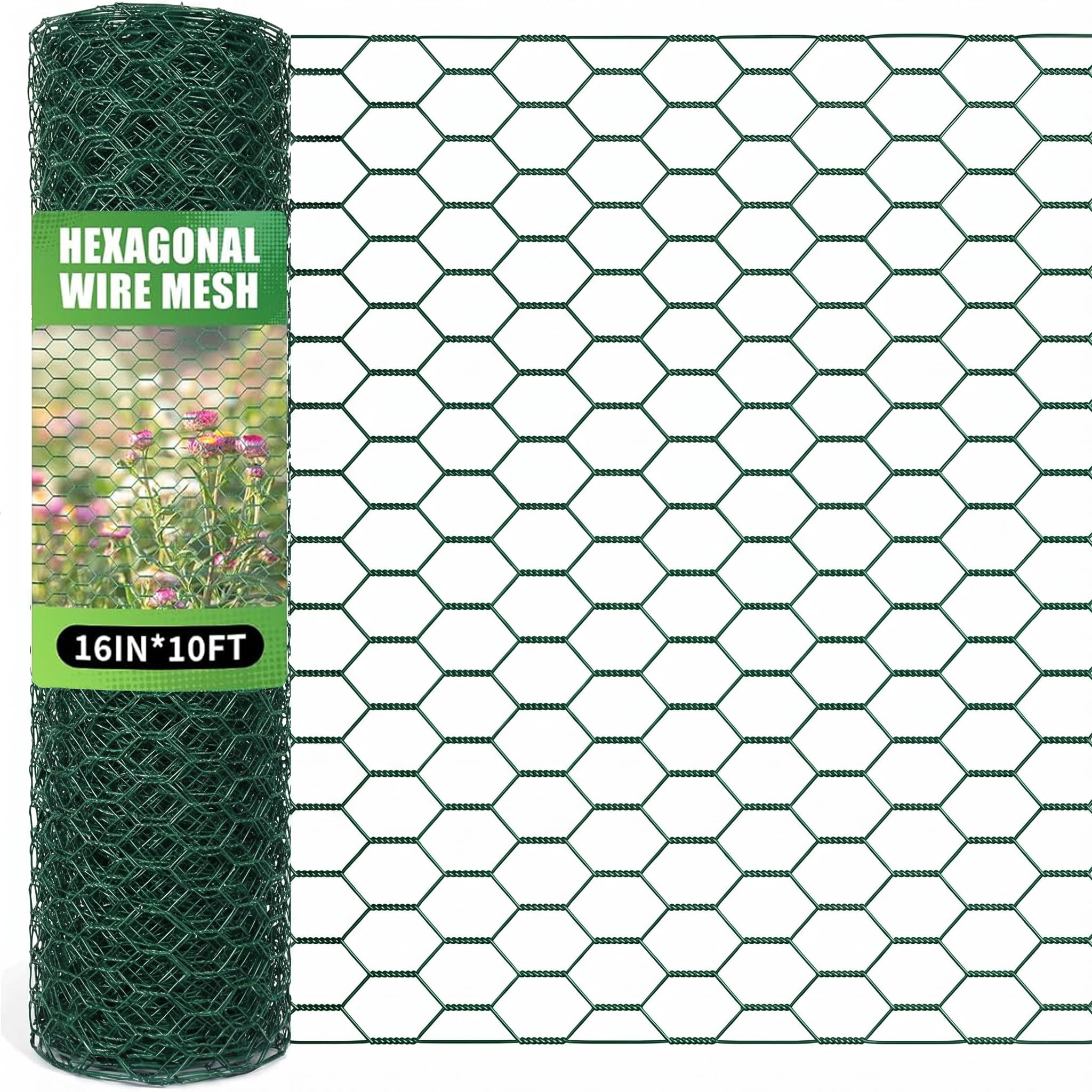 Chicken Wire for Floral Arrangements, 16 in x 10 ft Green Chicken Wire, Hexagonal Galvanized Wire Mesh for Poultry Barrier, Flower Arrangement, Crafts and Garden-image-43