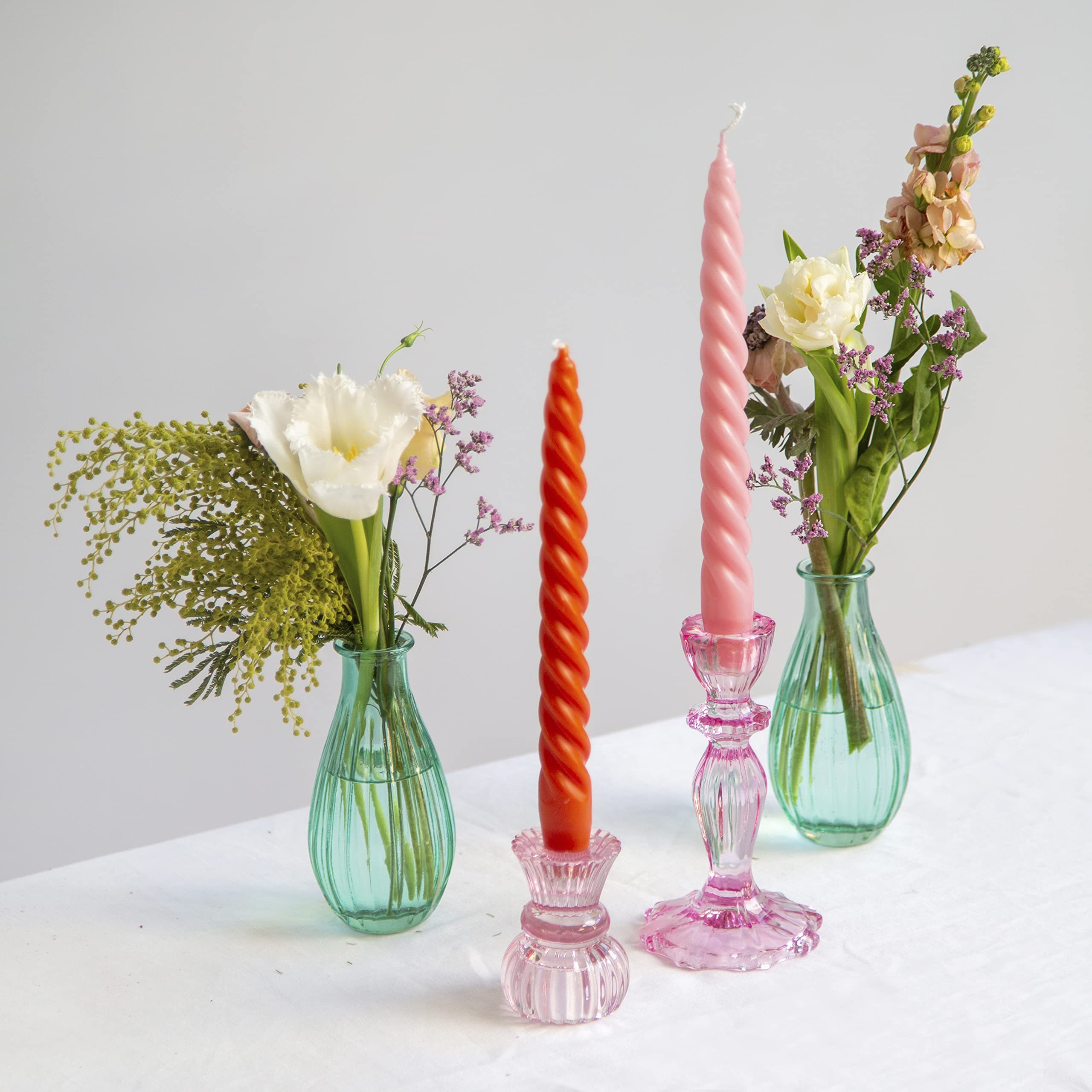 Bougies Halo Vintage – Cônes Fleurs Roses Danoises – Boîte De 12, Style Moderne