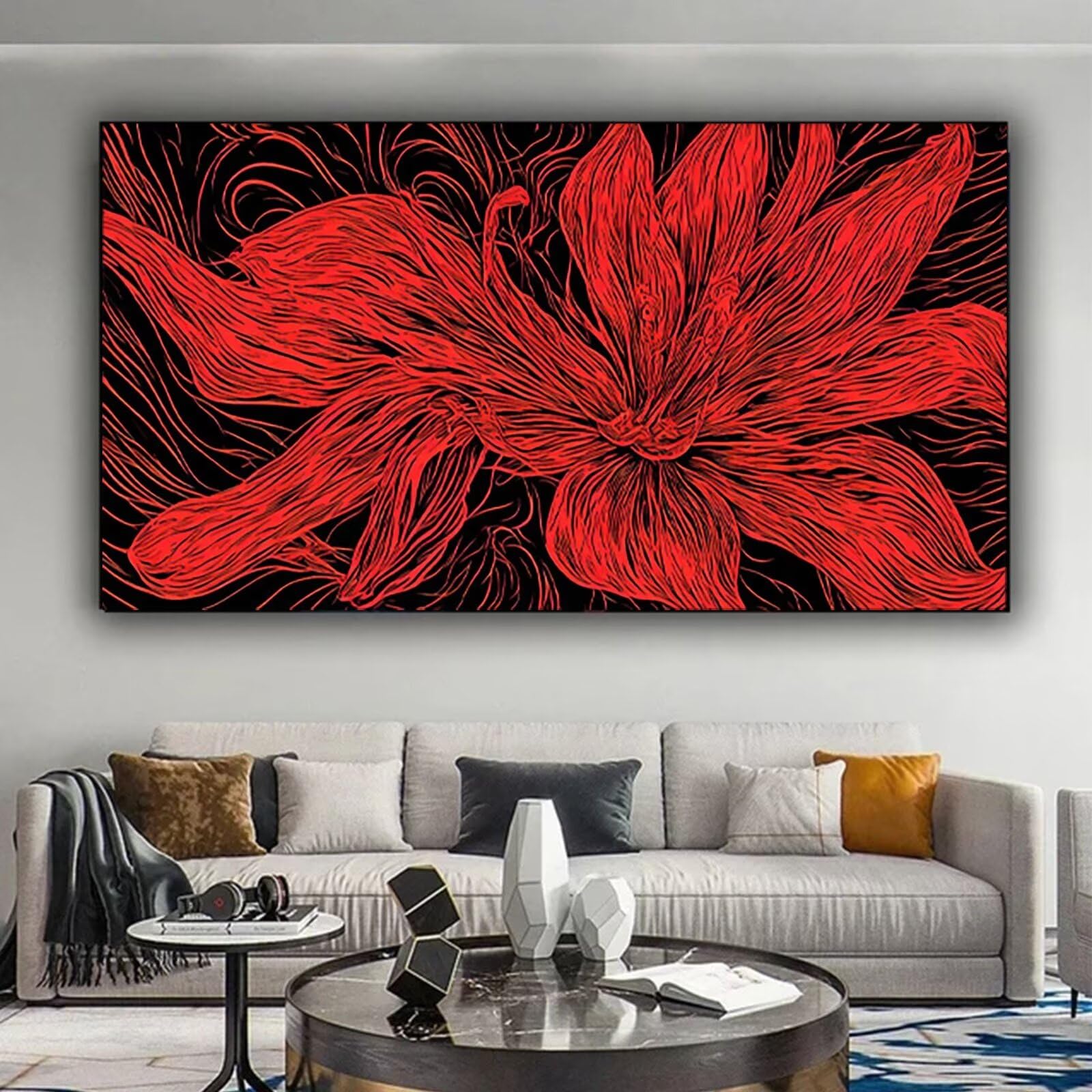 Malen nach Zahlen Kinder Blume Malen Nach Zahlen Erwachsene, Geschenke für Mädchen Junge Bastelset Set, Malen nach Zahlen Linie | Malen nach Zahlen Ohne Rahmen, (60x120cm) Bastelset Erwachsene 8-V