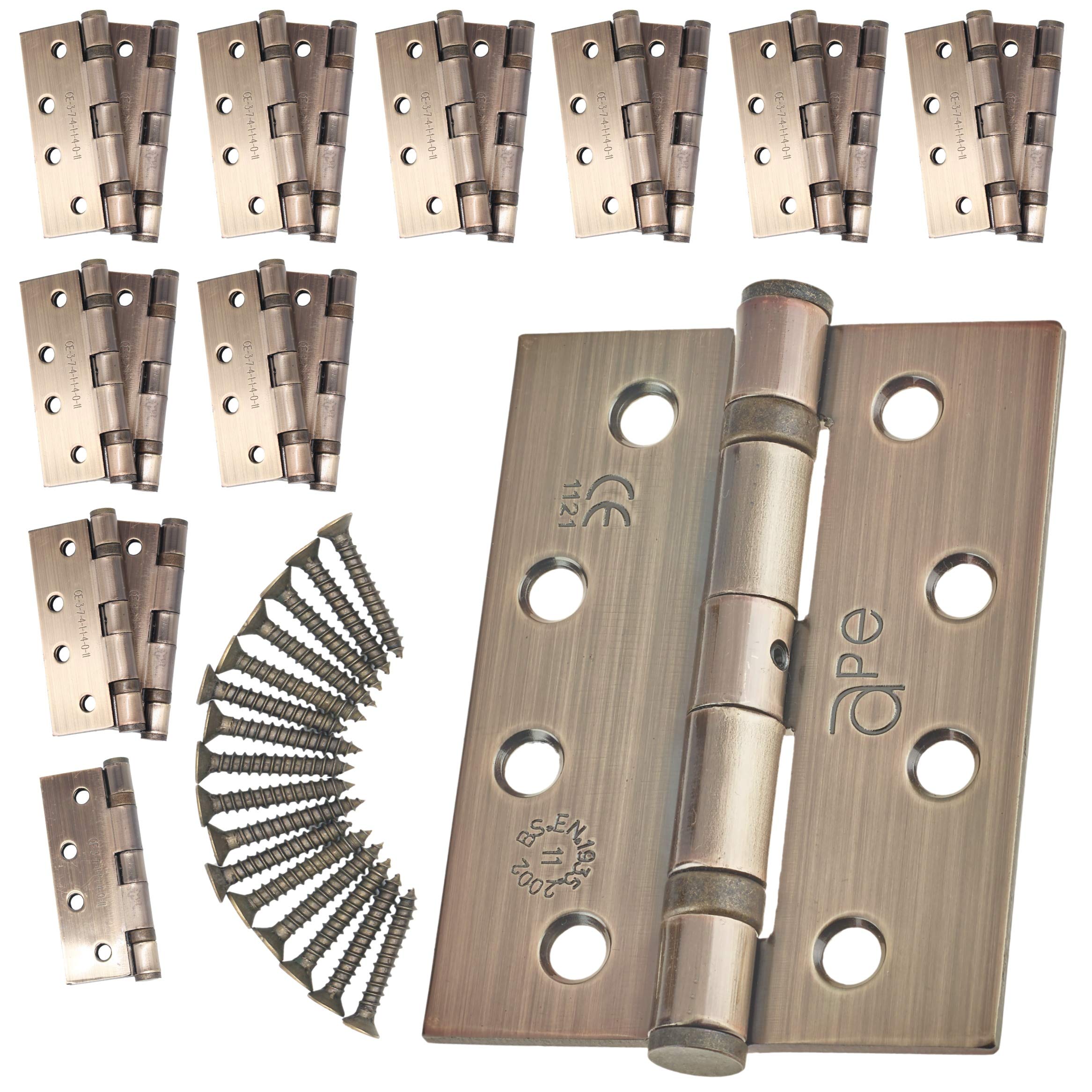 Eai Bronze Door Hinge 4" / 102Mm Antique Ball Bearing Washer Ce Grade 11 For Fire Door 10 Pair