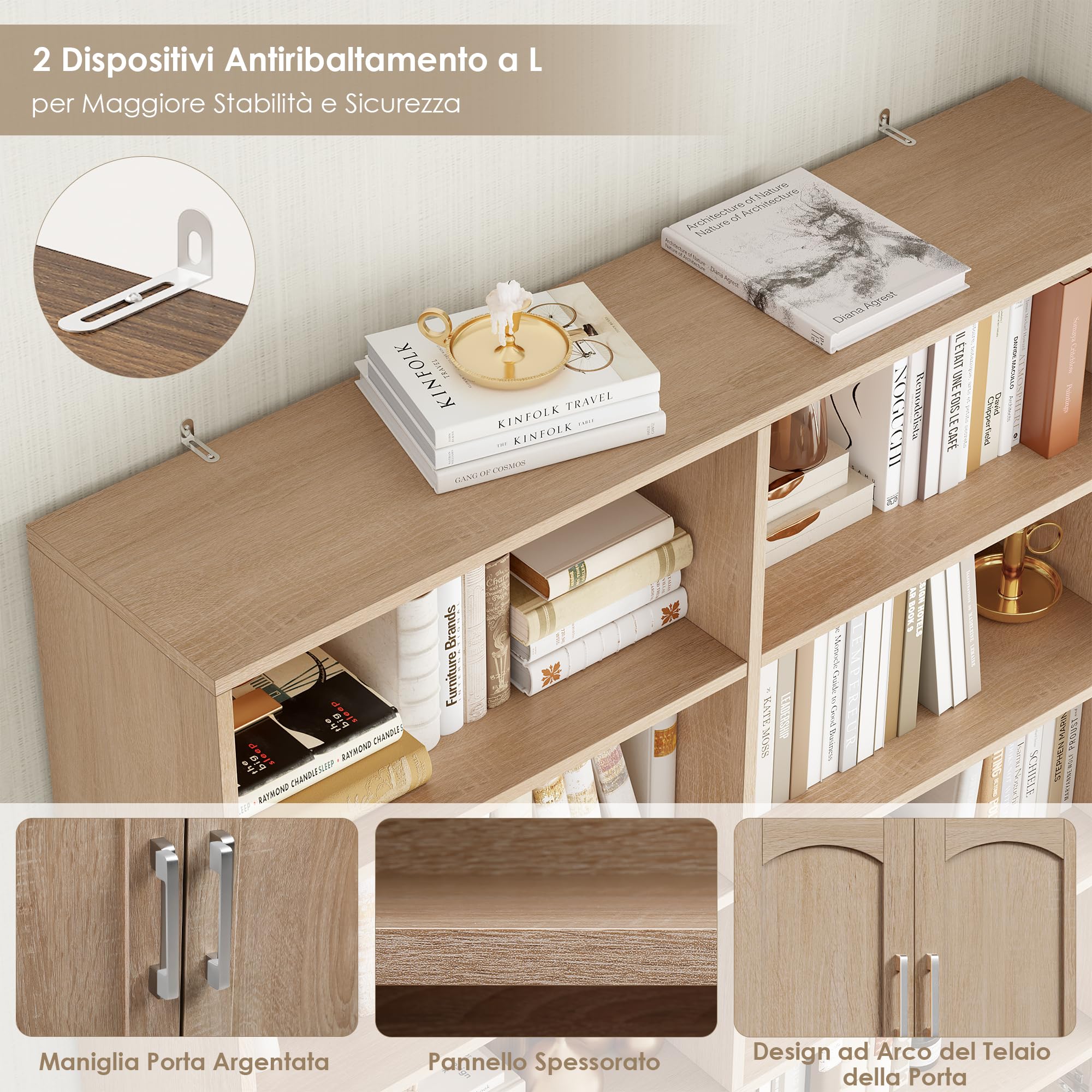 FirFurd 185.5 cm Libreria da Parete a 6 Ripiani, Libreria Verticale a 12 Scomparti, Scaffalatura Portaoggetti, Scaffale per Libri in Legno per Studio,Soggiorno,Ufficio,115x27x185.5 cm (Bianco)