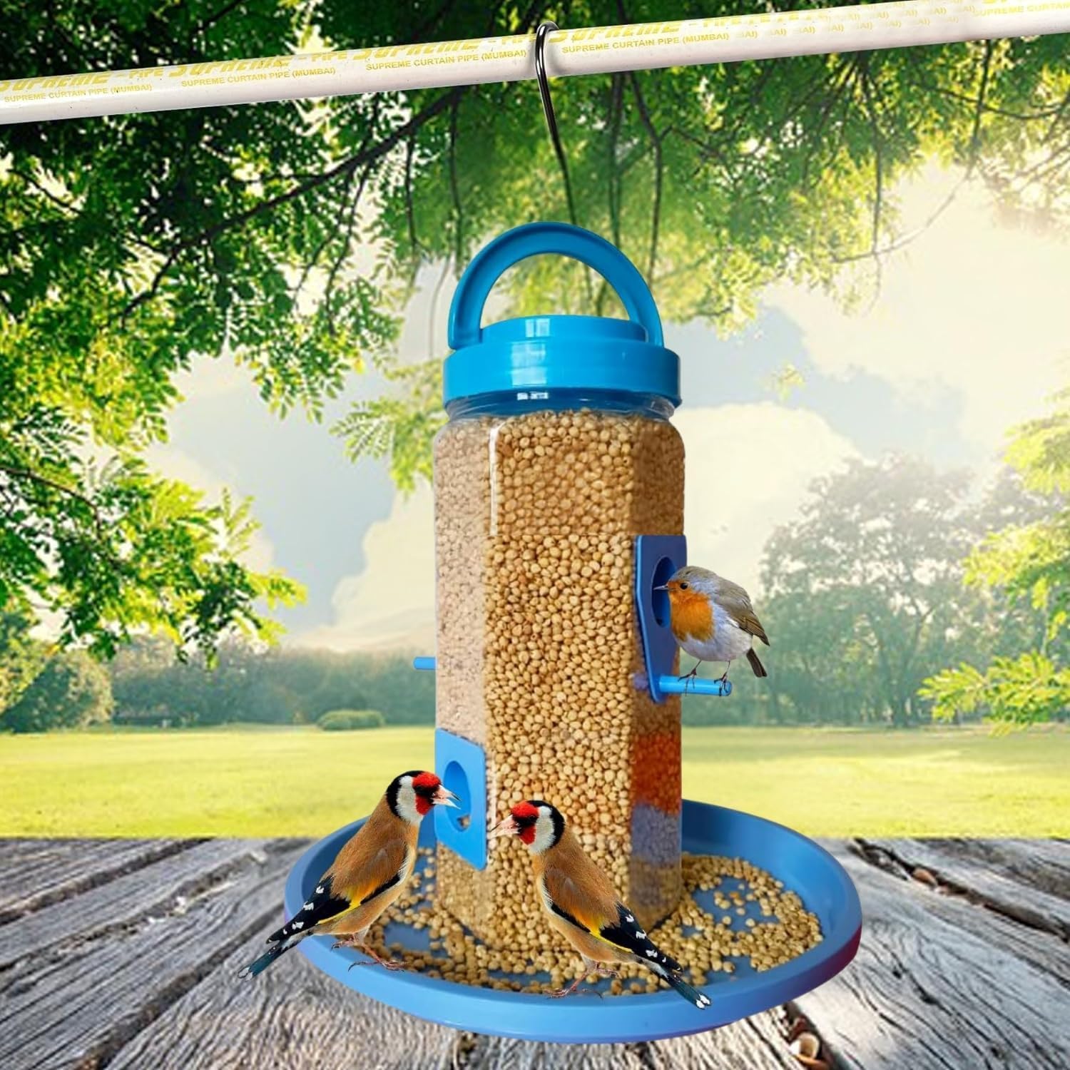 QONETIC Bird Feeder Tower | Hanging for Balcony, Window, Garden | Outdoor Plastic Bird Food Feeder | 900g Seed Container for Sparrows, Finches, Budgies (Tower Feeder, 1) - Image 6 thumbnail