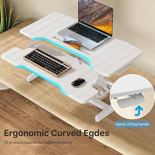 Miniatura 4 de JYLH JOYSEEKER Convertidor de escritorio de pie de 30 pulgadas, elevador de escritorio de pie para sentarse, altura ajustable, estación de trabajo