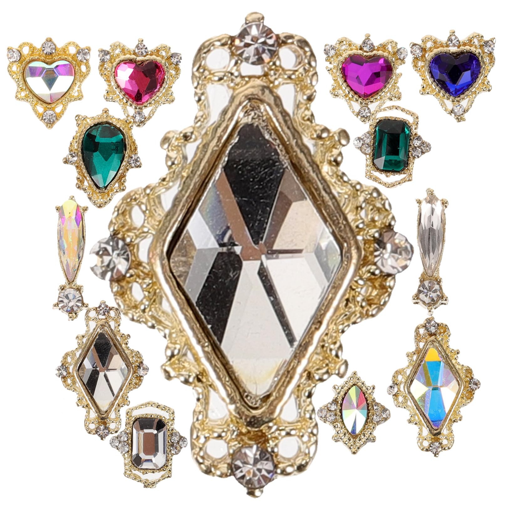 5 Set Crystal Love Diamond Decoration Abbagliare Unghia Cristalli Gemme Per Unghie Per Nail Art Uv Trucco Borchie Per Unghie Gioielli Per Unghie Shinestones Di Nail Art Kit Strass