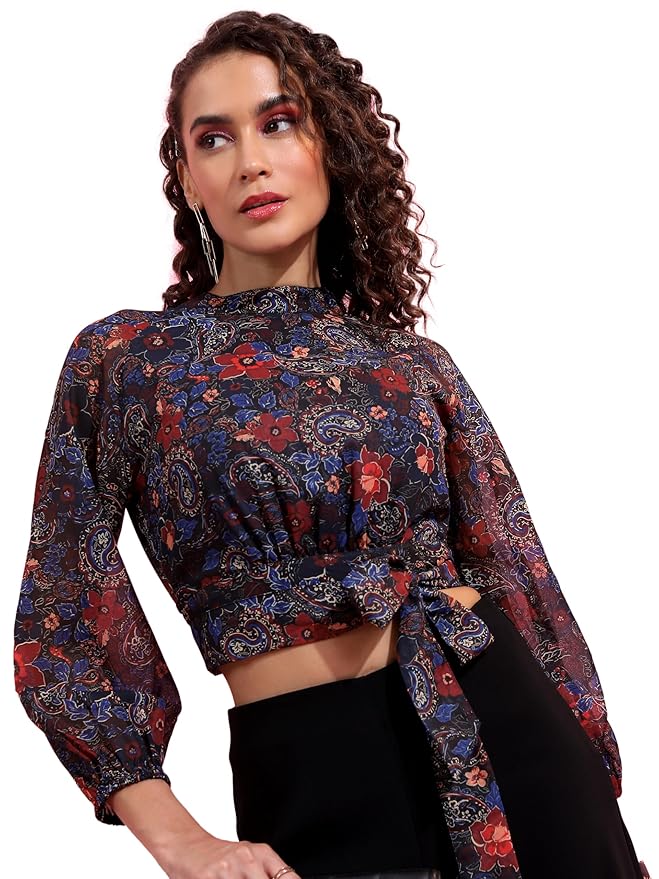 KETCH Women's Polyester Regular Fit Printed Full Sleeve Tops