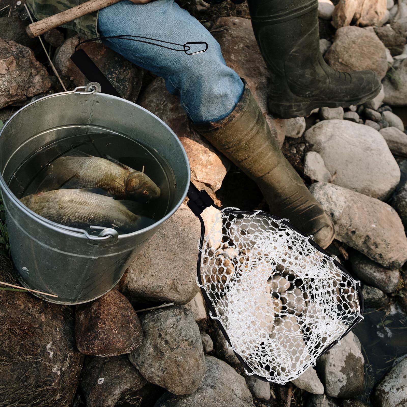 Milisten Red de Pesca Plegable Diseño Compacto y Resistente con Mango de Silicona y Aleación de Aluminio para Pesca de Truchas y Camarones en Acuarios y Senderismo