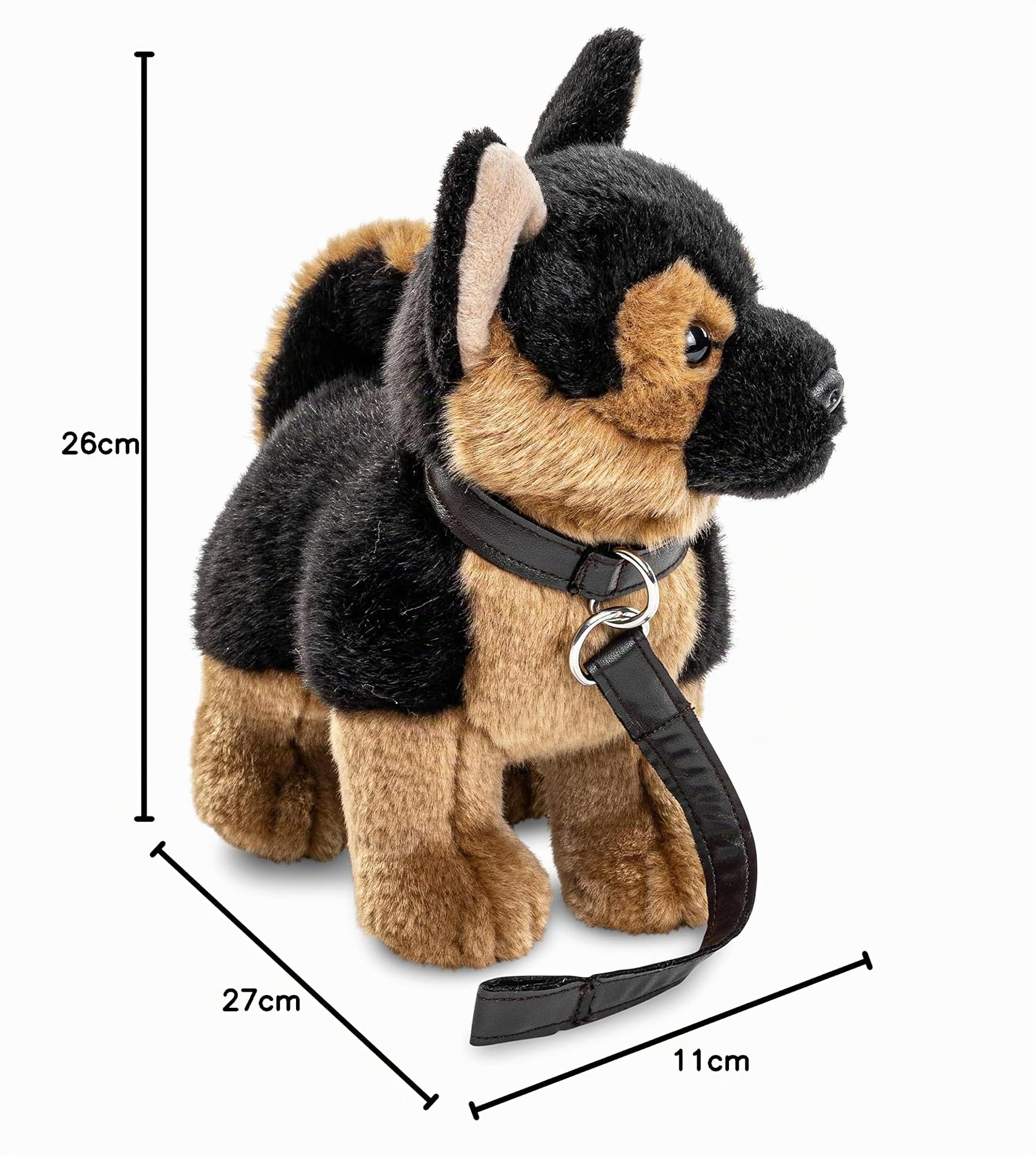 Uni-Toys - Cucciolo di pastore tedesco, in piedi – con guinzaglio – 26 cm (altezza) – cane di peluche, animale domestico – peluche