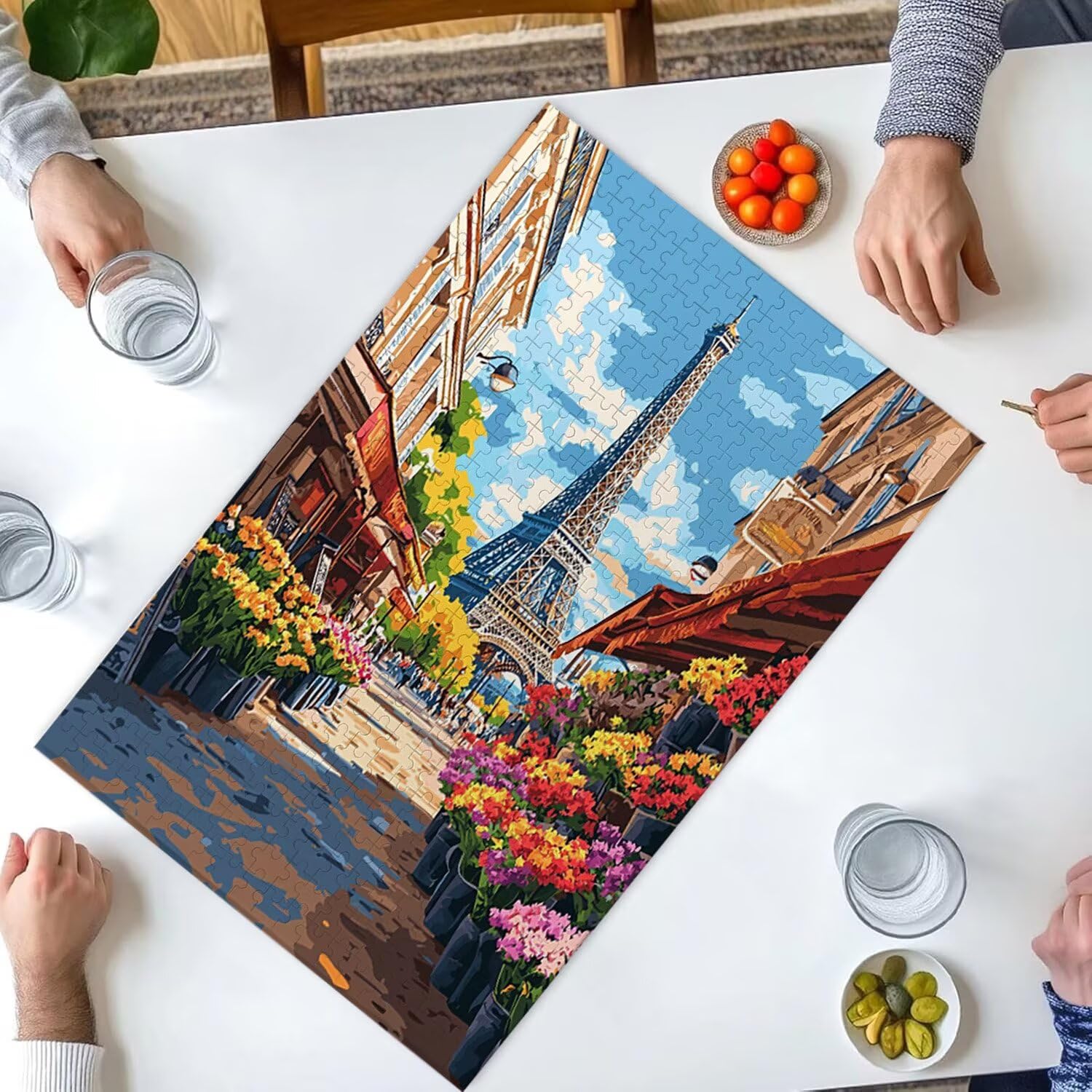 Puzzle 1000 sztuk dla dorosłych puzzle dla dorosłych 1000 elementów puzzle wymagające i drażniące mózgi edukacja gra dla całych prezentów dla mężczyzn, puzzle Motyw: (Street View Wieża Eiffla) h-473