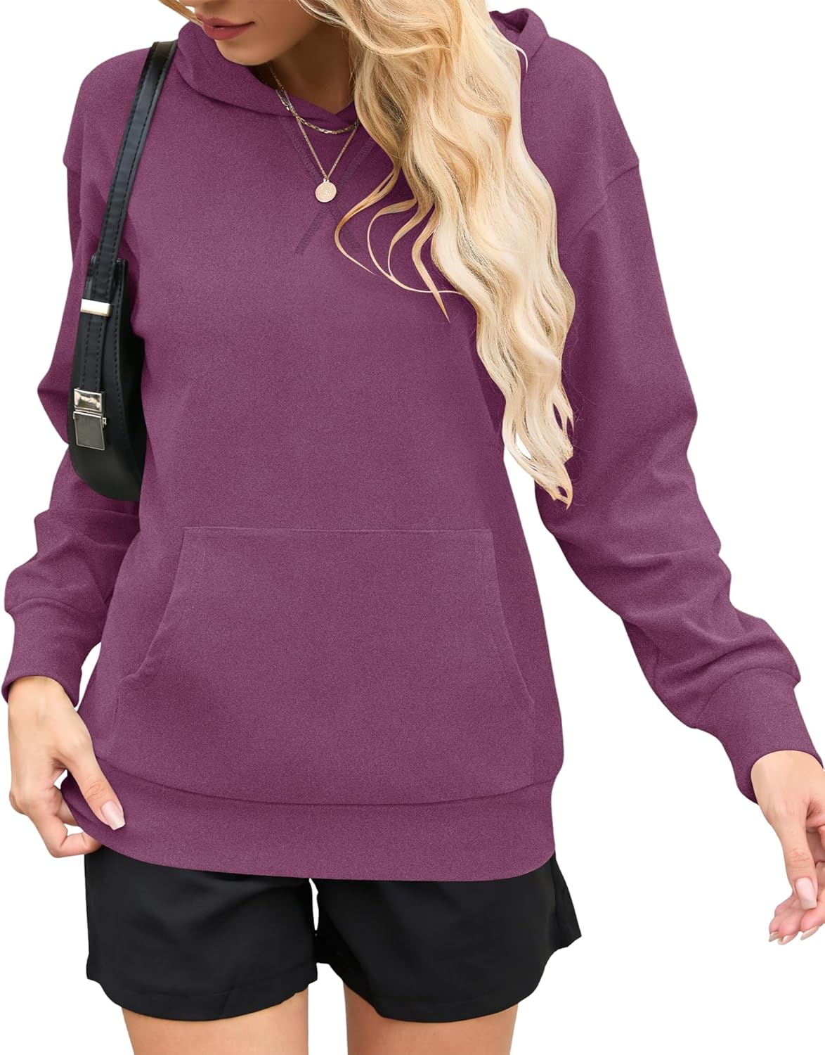 AUSELILY Women's Crewneck Hoodies Oversized Sweatshirt Long Sleeve Pullover Sweatshirts with Pockets X Decoration 2026