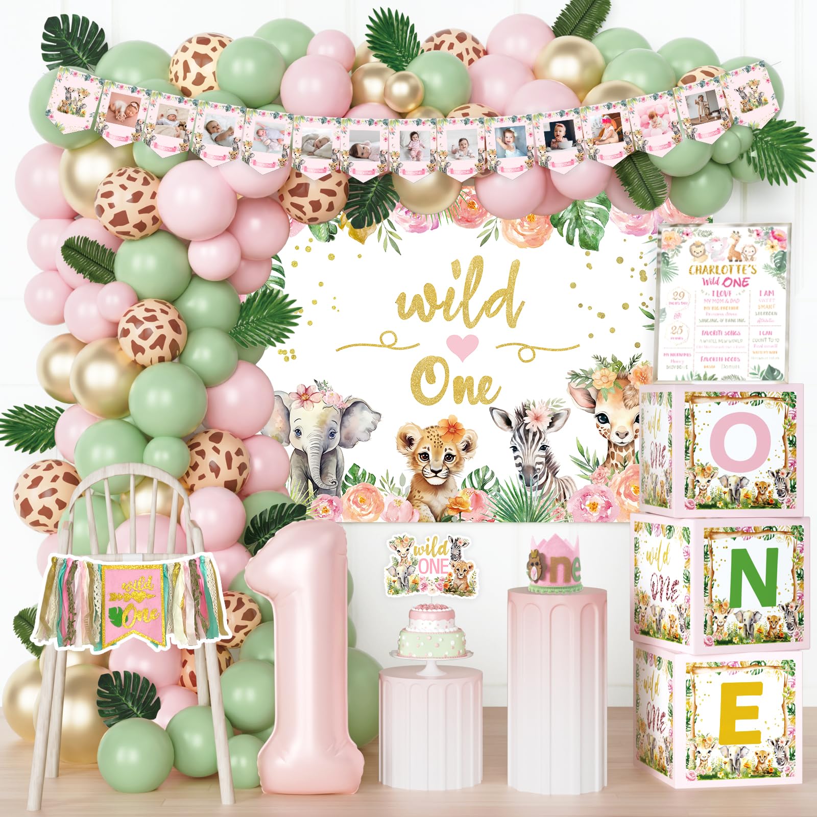 Wild About Baby Invitation Pink And Green Background Safari Baby Shower  Invitations Baby In Bloom Shower Invitations, image size:1600x1600