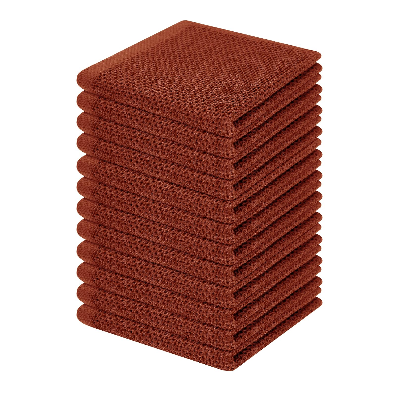 Homaxy 100% Cotton Waffle Weave Kitchen Dish Cloths 12-Pack, Rust