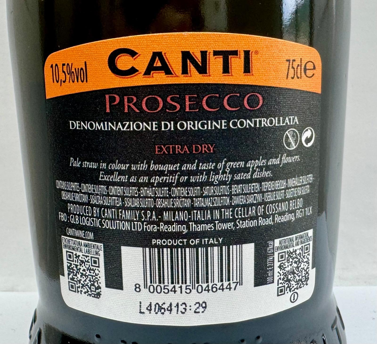 Canti - Prosecco D.O.C. extra trocken Millesimato wein Geschenkbox, italienische Glera-Rebsorte aus Veneto, fruchtiger und blumiger Geschmack, 6x750 ml (Packung mit 6)