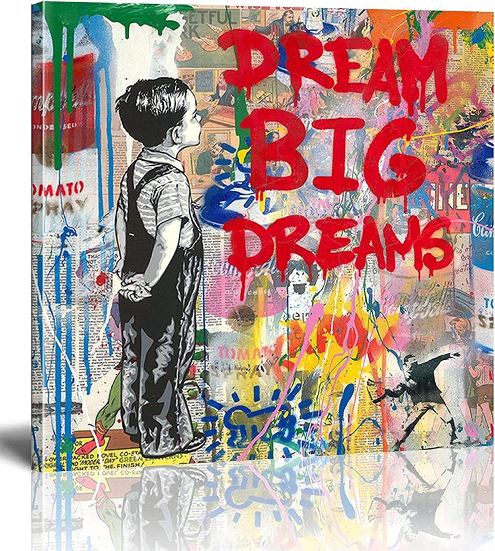 Amazon.de: Banksy Bilder Leinwand-Dream Big Dreams-Straße Graffiti 