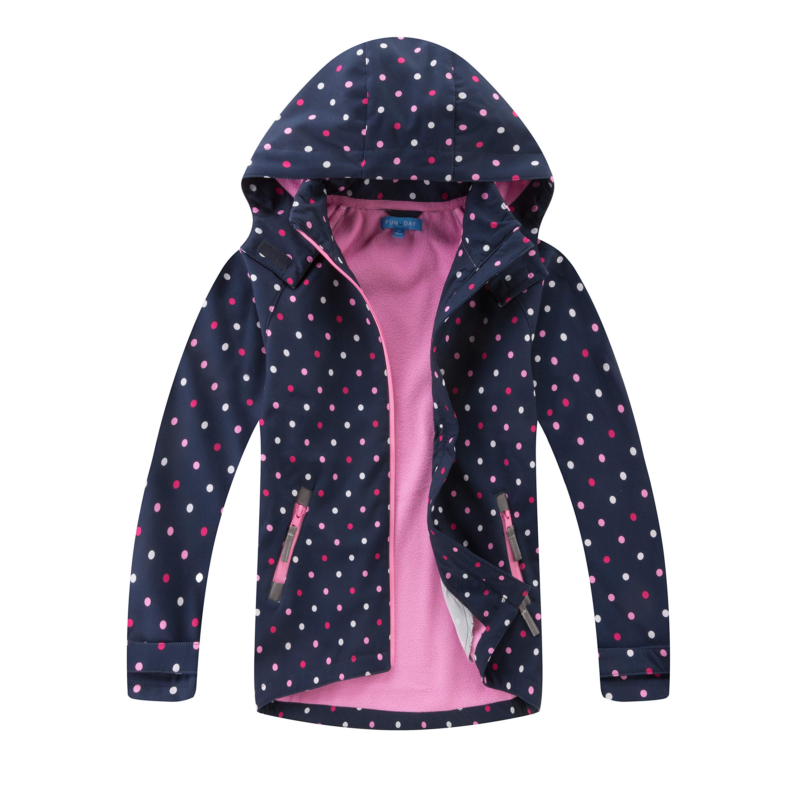 Natashas Kinder Mädchen Wasserdicht Jacke Übergangsjacke Fleecefütterung Warm Atmungsaktiv Winddicht Wanderjacke Softshelljacke Outdoorjacke mit Kapuze