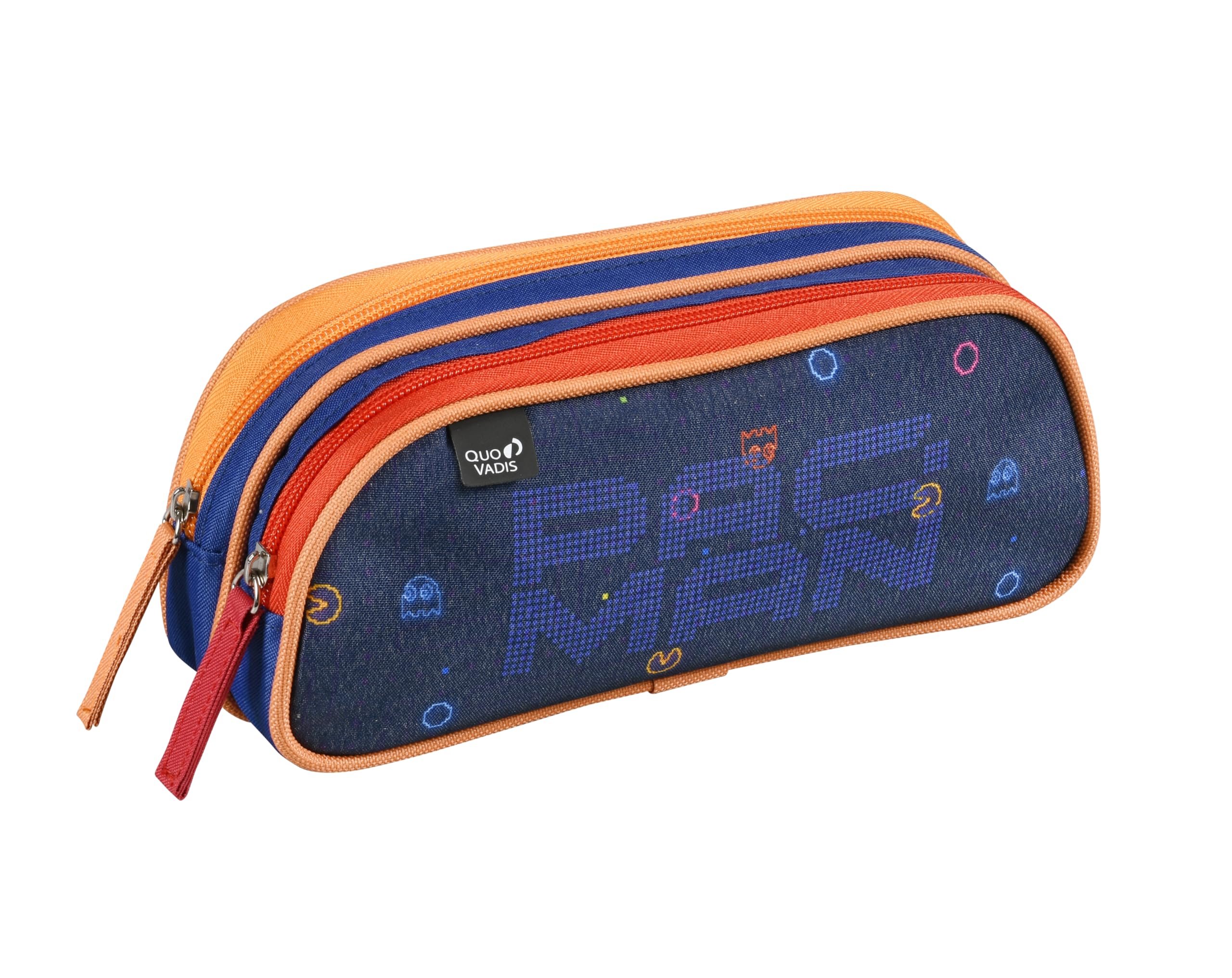 QUO VADIS - Pencil case - Rectangle - Pac Man - Multicoloured - 10x23x7cm - Canvas (Polyester) - 2 Compartment(s)