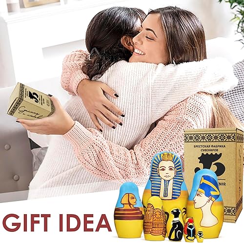 Miniatura 5 de AEVVV Juego de 7 muñecas anidadas temáticas del Antiguo Egipto, muñecas Matryoshka, arte egipcio, muñecas rusas, decoración egipcia para el hogar,
