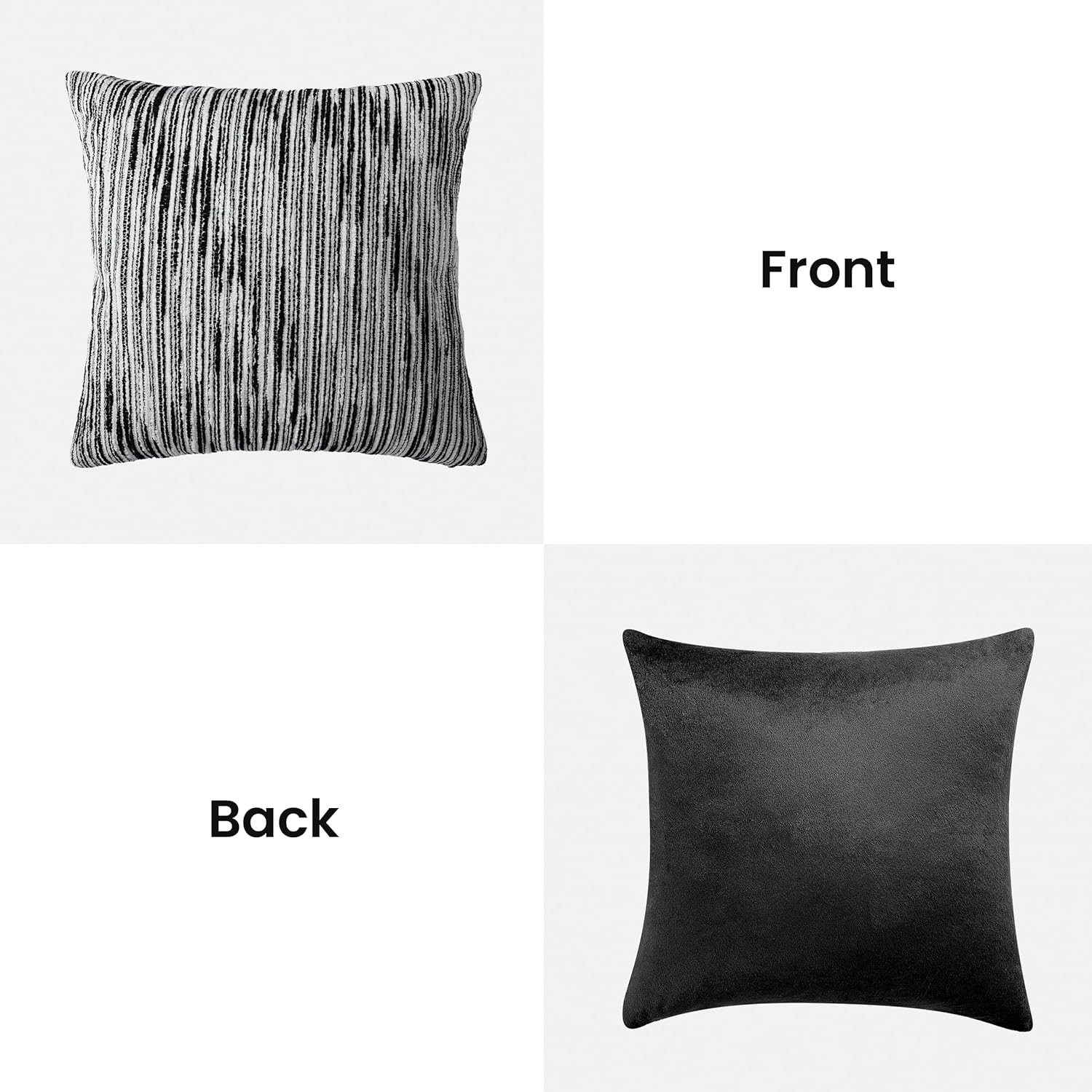 AELS 20x20 Decorative Farmhouse Throw Pillow Covers, Chenille Striped Pillow Case, Set of 2, Boho Textured Cushion Cover for Sofa Couch Living Room (Cover ONLY), Black and White - Image 3