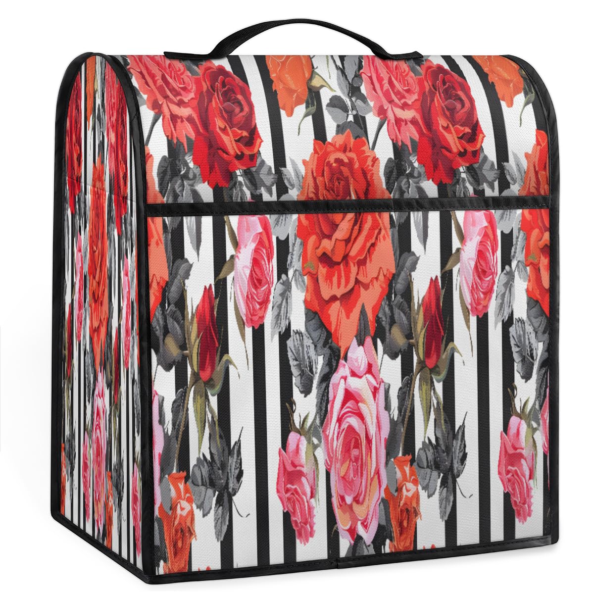 Coffee Maker Cover Stripes Rose Kitchen Appliance Covers Small Appliance Covers Blender Cover Juicer Cover Dust Covers for Kitchen Appliances with Top Handle and Pockets,Washable,B715