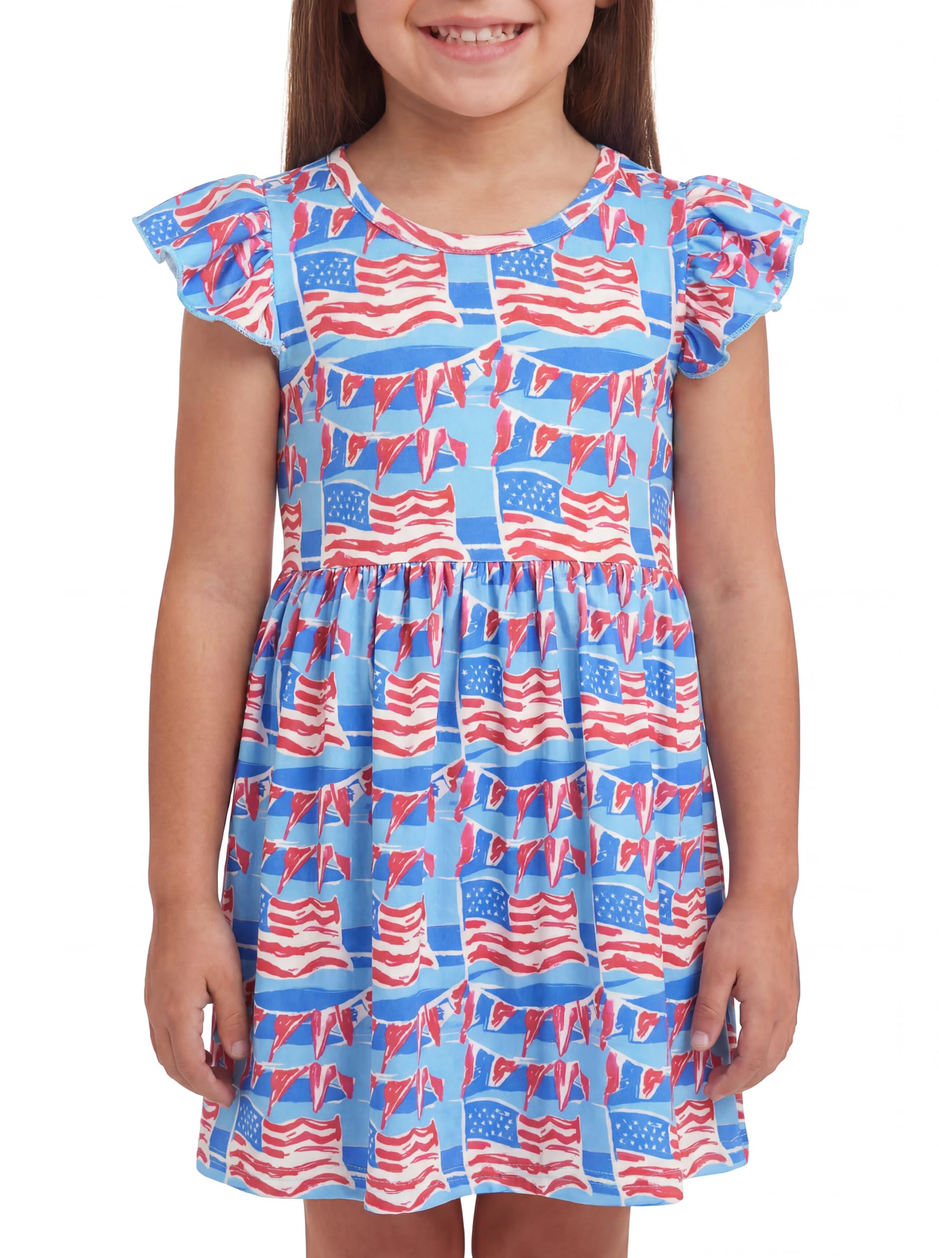 Unique Baby Girls' Short Sleeve Everyday Printed Dresses for Kid and Toddler, Sizes 2T-12Y