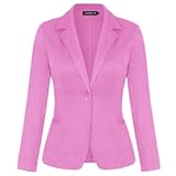 Women Long Sleeve Button Blazers Work Casual Office Notch Lapel Business Open Front Blazer Jacket with Pockets