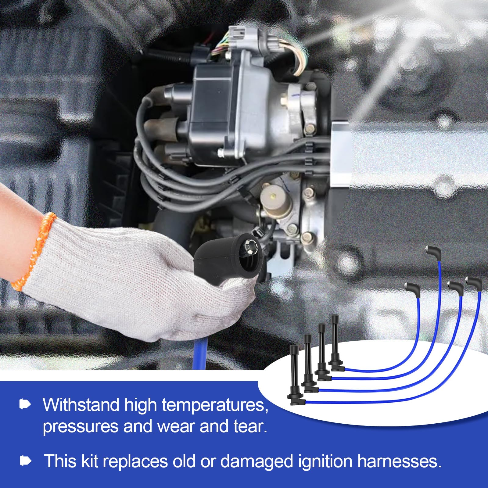 NGK HE76 Engine Spark Plug Ignition Wires Fits: Honda Civic / Del Sol