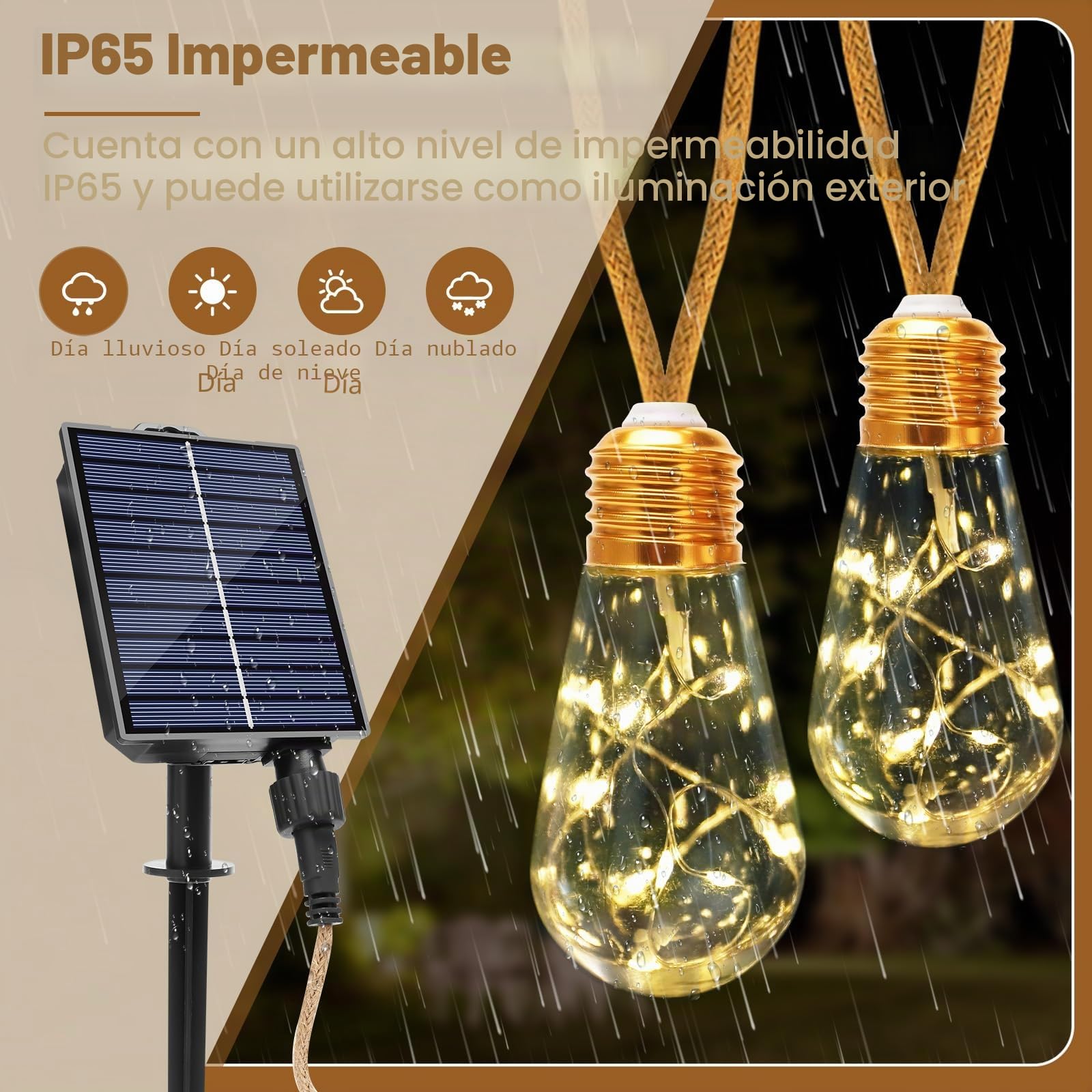 2PC Guirnalda Solar Exterior, 32 Bombillas,IP65 8 Modos Guirnalda | Mando y Regulable: 4 Niveles de Brillo y Temporizador 4/6/8h – Encendido Automatico al Anochecer, Apagado al Amanecer