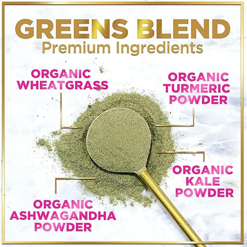 Miniatura 5 de Greens Blend Superfood - Mezcla de batidos en polvo Super Greens para apoyo energético y de salud digestiva con probióticos, espirulina orgánica,
