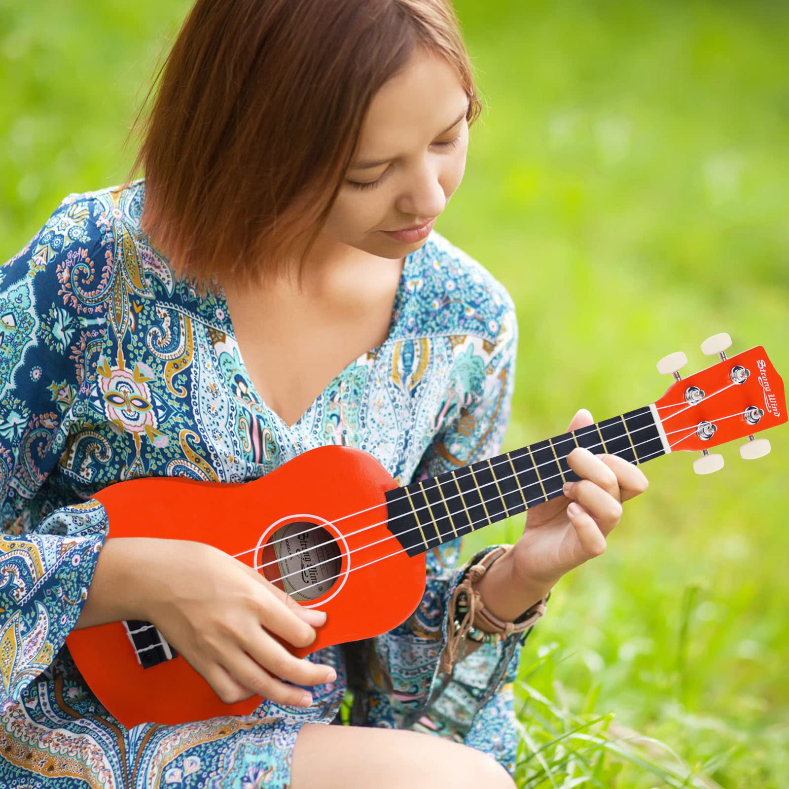 Strong Wind Ukelele soprano de 21 pulgadas para principiantes, Uke Hawaii, guitarra infantil con funda para niños, principiantes, estudiantes (naranja)