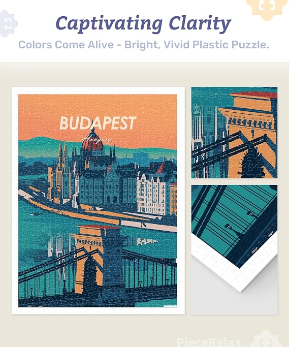 PieceRelax Plastic Jigsaw Puzzles for Adults 1200 Pieces Studio Inception - World Travel - Budapest Most Satisfying Table Games and Gifts No Puzzle Mat Required [H3474]
