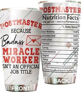 Postmaster Tumbler Stainless Steel 20oz, Funny Post Office Manager Gifts For Birthday Christmas, National Postal Workers Day Gifts For Boss Women Men, Postmaster General Coffee Cup