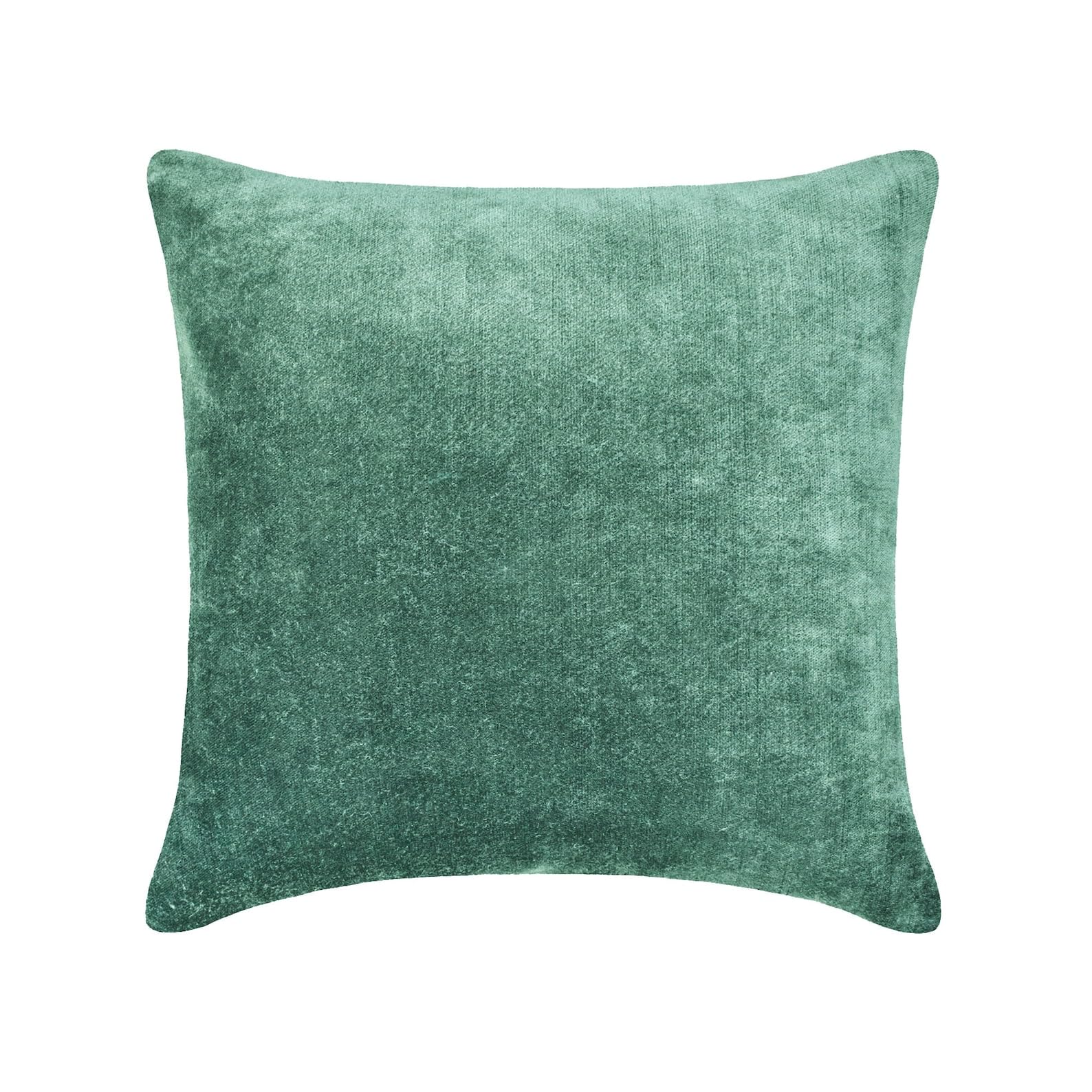 The HomeCentric Decorative Sea Blue 65x65 cm (26"x26") Accent Euro Shams, Velvet Double Side, Top Zipper Faux Leather Puller Accent Euro Shams, Solid Color Pattern Modern Style - Velvet Sea Jules โ image 1