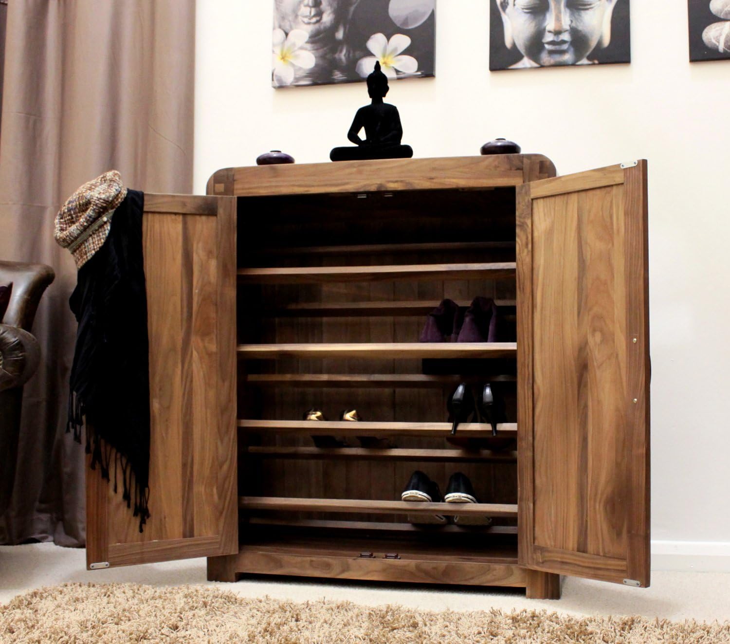 Oak Furniture House Baumhaus Shiro Walnut Shoe Cupboard